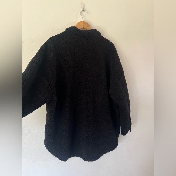 Good American Contour Faux Shearling Jacket Black Sherpa Shacket Size S/M - Picture 8 of 12